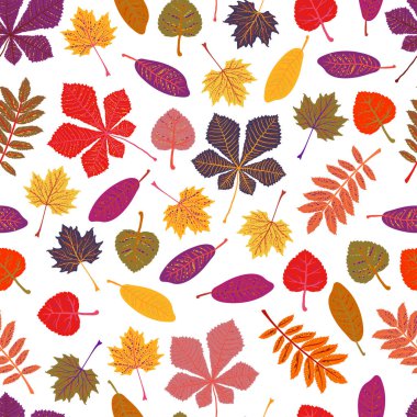 Seamless modeli sonbahar sarı yapraklar vektör yaprak. Sezon Orange bırakır, Ekim koleksiyonu illüstrasyon bırakır. Beyaz arka plan üzerinde