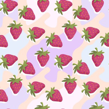 Soyut pembe meyve çilek deseni. Tasarım Giyim ve tekstil arka plan, halı veya duvar kağıdı için.