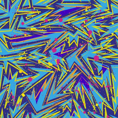 Kızlar, erkekler ve giysiler için soyut, kusursuz vektör deseni. Noktalı yaratıcı arka plan, geometrik figürler tekstil ve kumaş için komik duvar kağıtları. Moda tarzı. Renkli parlak