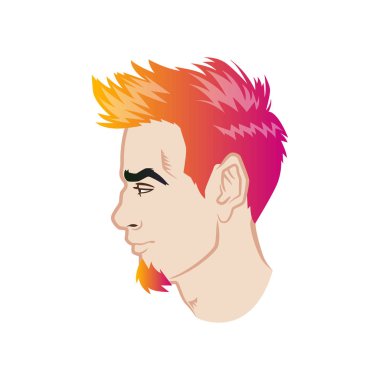 Vektör erkekler yüz profili hipster kafa saç kesimi, bıyık ve sakal sakallı. Silüetler veya avatarlar, amblem ve simgeler, Etiketler için