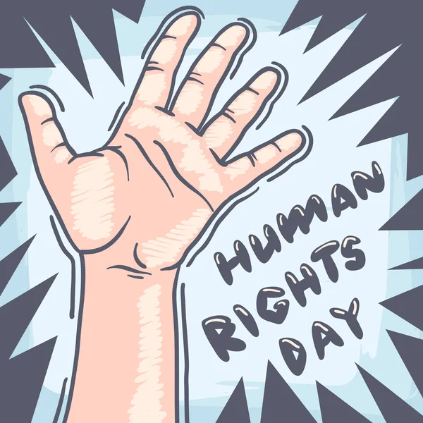 Hermoso vector dibujado a mano cartel abstracto para Human Rights Day Card con ilustración de diseño agradable y creativo — Archivo Imágenes Vectoriales