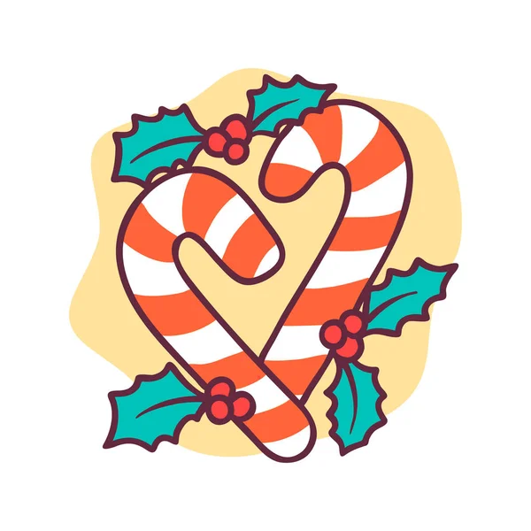 Vánoce a nový rok candy emblém. Vektorové ikony designu použitelné pro nápisy, pozdravy dárky, atd. — Stockový vektor