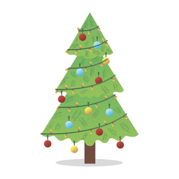 Vánoční stromeček s hračkou a výzdoba typografický znak. Vektorová design použitelné pro nápisy, pozdrav karty dárky, atd. — Stockový vektor