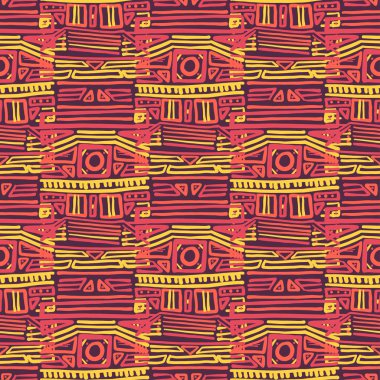 Soyut Ikat ve boho tarzı el sanatları kumaş deseni. Geleneksel etnik Tasarım Giyim ve Tekstil arka plan, halı veya duvar kağıdı için