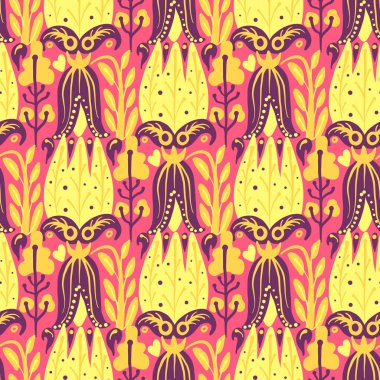 El yaz çiçek ve otlar vintage Hohloma çiçek elemanları ile çizilmiş desen. Beyaz mavi sarı