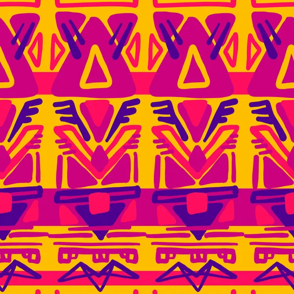 Abstrato padrão de tecido artesanal estilo Ikat e boho. Design étnico tradicional para roupas e fundo têxtil, tapete ou papel de parede —  Vetores de Stock
