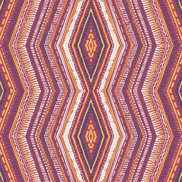 Astratto Ikat e modello di tessuto artigianale stile boho. Disegno etnico tradizionale per abbigliamento e sfondo tessile, moquette o carta da parati — Vettoriale Stock