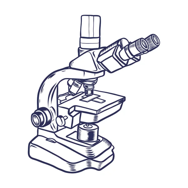 Mikroskop-Symbol. Handgezeichnete Konturlinie Illustration des Mikroskopvektorsymbols für Webdesign. isoliert auf weißem Hintergrund — Stockvektor