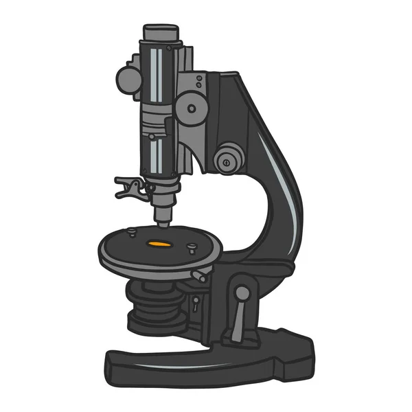 Mikroskop-Symbol. Handgezeichnete farbige Illustration des Mikroskopvektorsymbols für Webdesign. Elemente der Wissenschaft. isoliert auf weißem Hintergrund — Stockvektor