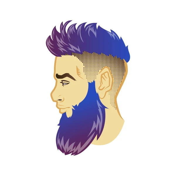 Vector hombres barbudos cara perfil cabeza hipster con cortes de pelo, bigotes y barbas. Para siluetas o avatares, emblemas e iconos, etiquetas — Archivo Imágenes Vectoriales