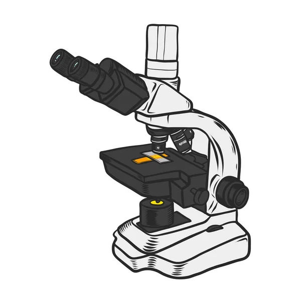 Mikroskop ikon. Hand dras färgen illustration av mikroskopet vektor ikonen för webbdesign. Vetenskap element. Isoleted på vit bakgrund — Stock vektor