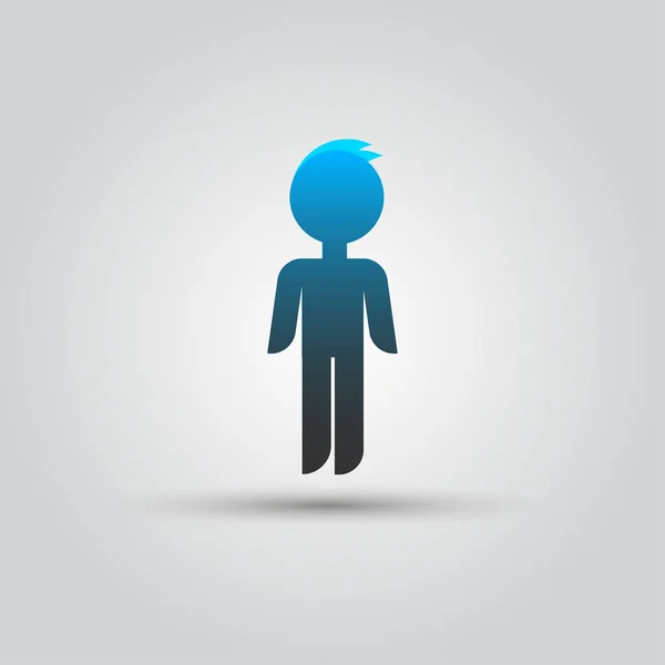 Απλό εικονίδιο μπλε ανθρωπάκι άντρα αρσενικό με σκιά — Διανυσματικό Αρχείο
