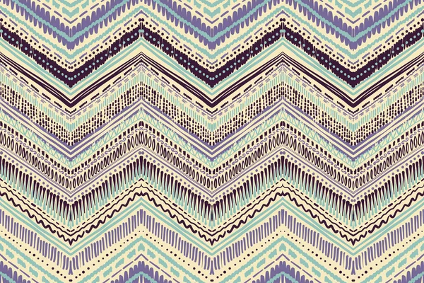 Abstrato padrão de tecido artesanal estilo Ikat e boho. Design étnico tradicional para roupas e fundo têxtil, tapete ou papel de parede — Vetor de Stock