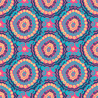 Soyut Ikat ve boho tarzı el sanatları kumaş deseni için kızlar, erkekler için giysi. Giyim ve tekstil arka plan, halı veya duvar kağıdı için geleneksel etnik tasarım. Moda stil. Renkli parlak