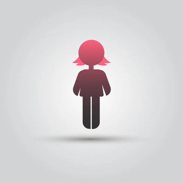 Icon pink stick figure female women or girl — Stock Vector