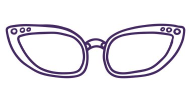 Elle çizilmiş yaz illüstrasyon kroki tarzı güneş gözlüğü simgesi. Basit Doodle vektör simgesi beyaz arka plan üzerinde izole web tasarımı için