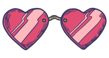 Elle çizilmiş yaz illüstrasyon kroki tarzı güneş gözlüğü simgesi. Beyaz arka plan üzerinde izole web tasarımı için basit Doodle vektör simgesi. Moda vintage öğesi