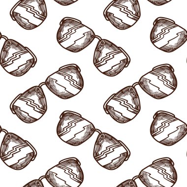 el sorunsuz vektör desen güneş gözlüğü ile çekilmiş kız, erkek, giyim için. Yaratıcı geçmiş ile tekstil ve kumaş için Doodle yaz duvar kağıdı. Moda stil