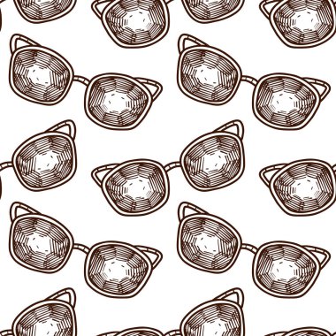 el sorunsuz vektör desen güneş gözlüğü ile çekilmiş kız, erkek, giyim için. Yaratıcı geçmiş ile tekstil ve kumaş için Doodle yaz duvar kağıdı. Moda stil