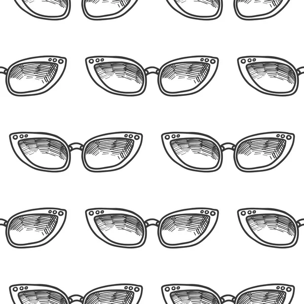 Handgezeichnetes nahtloses Vektormuster mit Sonnenbrille für Mädchen, Jungen, Kleidung. Kreativer Hintergrund mit Doodle-Sommertapete für Textil und Stoff. Modestil — Stockvektor