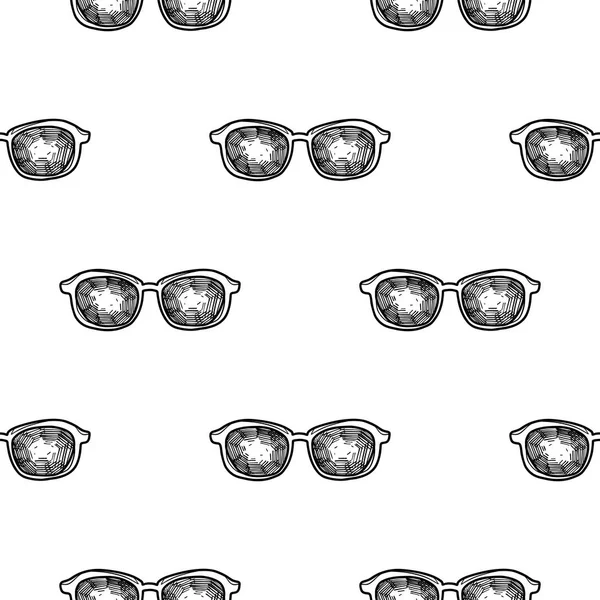 Motif vectoriel sans couture dessiné à la main avec des lunettes de soleil pour filles, garçons, vêtements. Fond créatif avec papier peint d'été Doodle pour le textile et le tissu. Style de mode — Image vectorielle