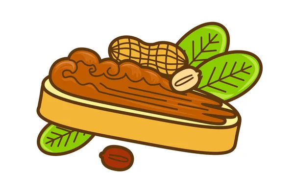 Erdnussbutter auf Brot-Vektorsymbol. Cartoon-Illustration des Erdnuss-Symbols für Webdesign. Nüsse Embleme und Etiketten isoliert auf weißem Untergrund — Stockvektor