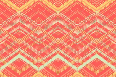 Soyut Ikat ve boho tarzı el sanatları kumaş deseni. Geleneksel etnik Tasarım Giyim ve Tekstil arka plan, halı veya duvar kağıdı için