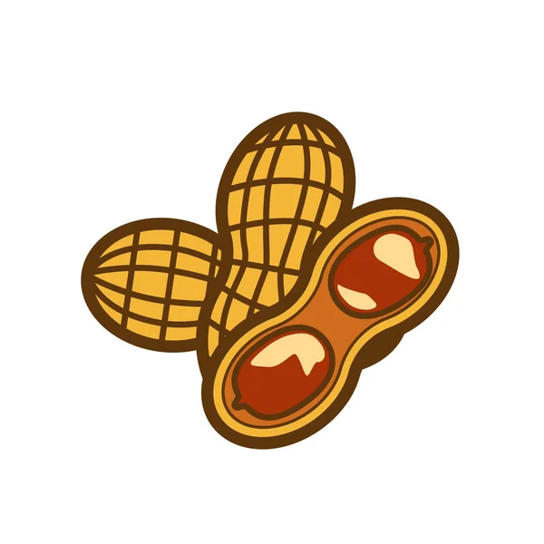 Erdnussbutter-Vektorsymbol. Cartoon-Illustration des Erdnuss-Symbols für Webdesign. Nüsse Embleme und Etiketten isoliert auf weißem Untergrund — Stockvektor