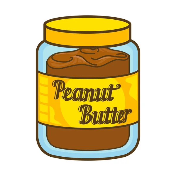 Erdnussbutter Glas Vektor-Symbol. Cartoon-Illustration des Erdnuss-Symbols für Webdesign. Nüsse Embleme und Etiketten isoliert auf weißem Untergrund — Stockvektor