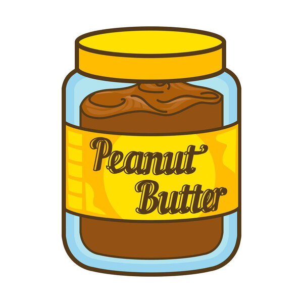 Peanut butter jar vector icon. Cartoon illustration of peanut icon for web design. Nuts emblems and labels isoleted on white backgraund