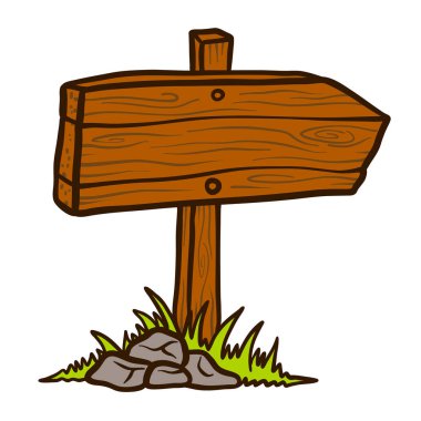 Doodle Wood tabela simgesi. Beyaz arka plan üzerinde izole web tasarımı için ahşap tabela vektör simgesi el çizilmiş Karikatür