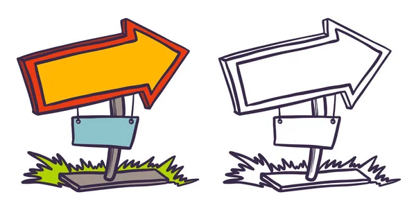 Kritzelholz-Schildersymbolset. Handgezeichneter Cartoon von Holz Werbetafel Vektor-Symbol für Web-Design isoliert auf weißem Hintergrund — Stockvektor
