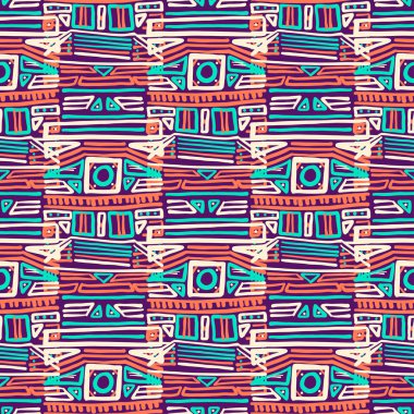 Soyut Ikat ve boho tarzı el sanatları kumaş deseni. Geleneksel etnik Tasarım Giyim ve Tekstil arka plan, halı veya duvar kağıdı için