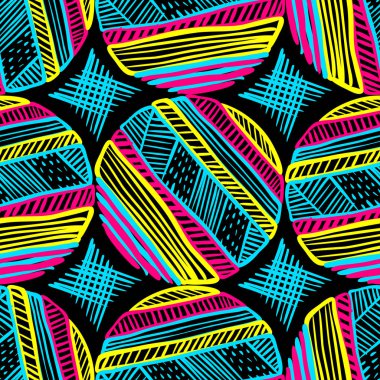 Soyut Ikat ve boho tarzı el sanatları kumaş deseni. Geleneksel etnik Tasarım Giyim ve Tekstil arka plan, halı veya duvar kağıdı için