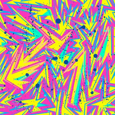 Kızlar, erkekler ve giysiler için soyut, kusursuz vektör deseni. Noktalı yaratıcı arka plan, geometrik figürler tekstil ve kumaş için komik duvar kağıtları. Moda tarzı. Renkli parlak