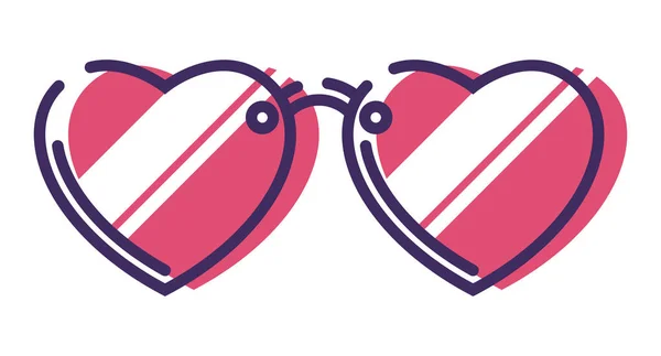 Icône de ligne de lunettes de soleil en forme de coeur pour la conception web isolé sur fond blanc. Illustration linéaire de style plat — Image vectorielle