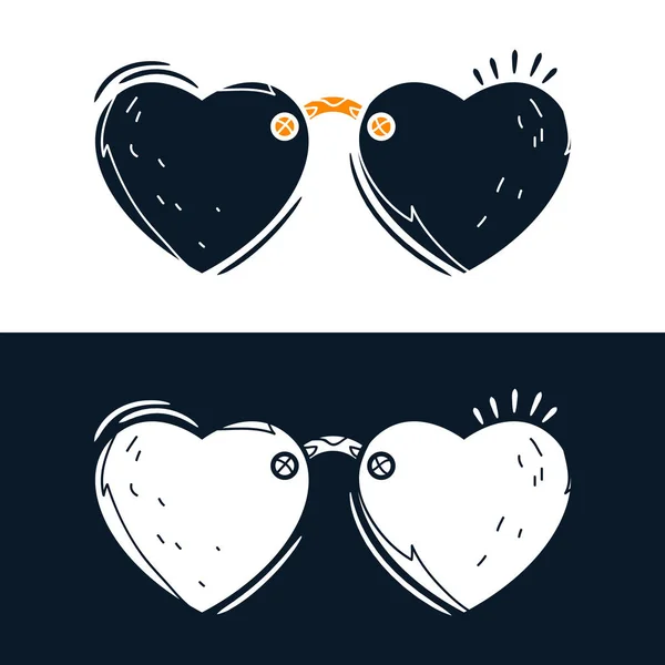 Coração em forma de óculos de sol ícone desenhado à mão para web design isolado no fundo branco. Ilustração linear de estilo plano — Vetor de Stock