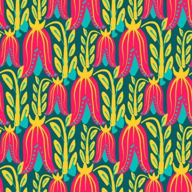 El yaz çiçek ve otlar vintage Hohloma çiçek elemanları ile çizilmiş desen. Beyaz mavi sarı