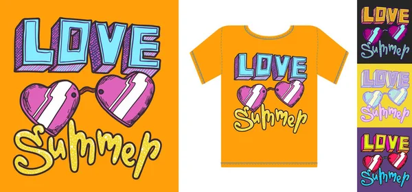 Miłość lato projekt druku z t shirt makieta ilustracji — Zdjęcie stockowe