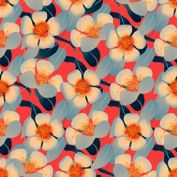 Vintage spring and summer blooming floral color seamless pattern — Stock Photo, Image