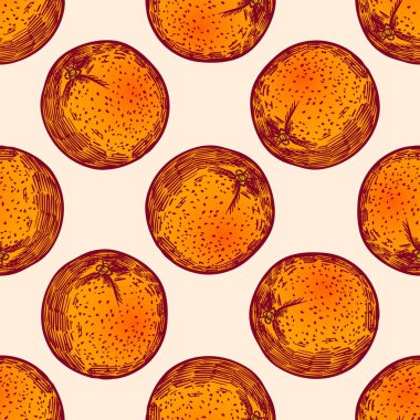 Turuncu meyve el çizilmiş renk tropikal Dikişsiz desen