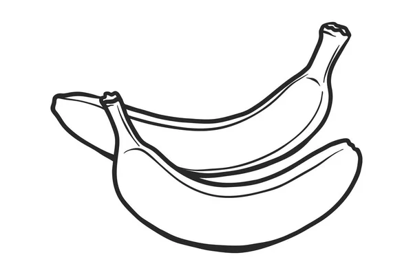 Ilustrasi outline warna dan hitam pisang diset - Stok Vektor