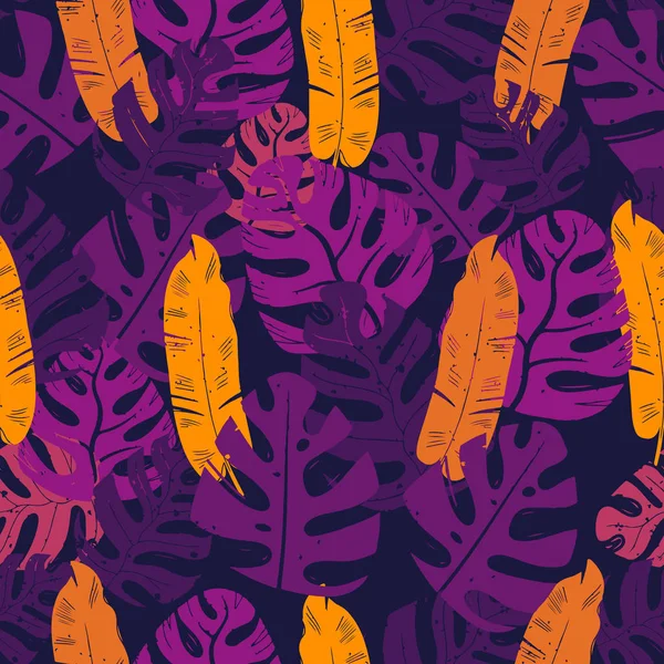 Dschungel Laub chaotische Hand gezeichnet nahtlose Muster — Stockvektor