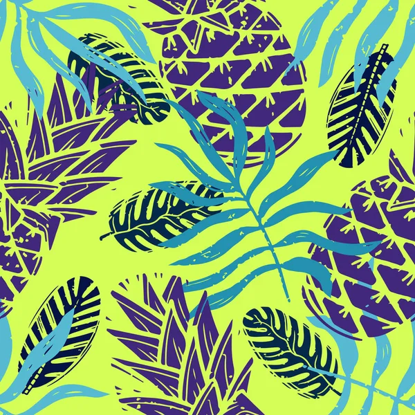 Jungle feuillage chaotique motif sans couture dessiné à la main — Image vectorielle