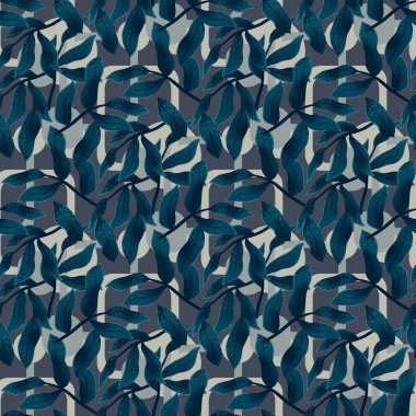 Yaprakları olan ağaç dalları renksiz desenli