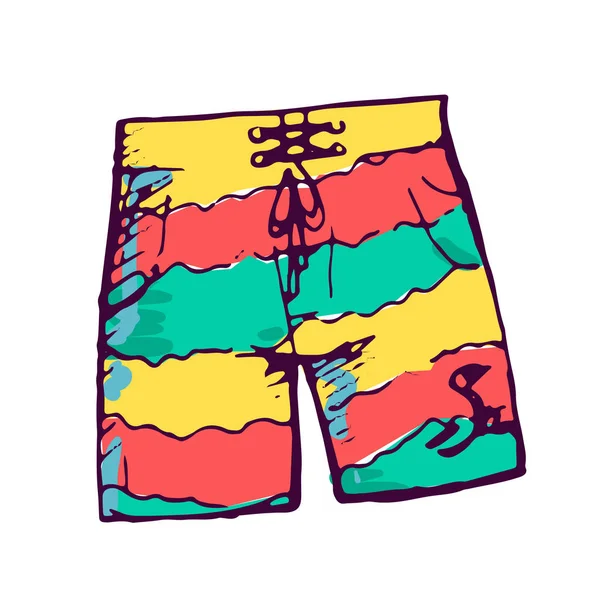 Hombre natación pantalones cortos color dibujado a mano ilustración — Vector de stock