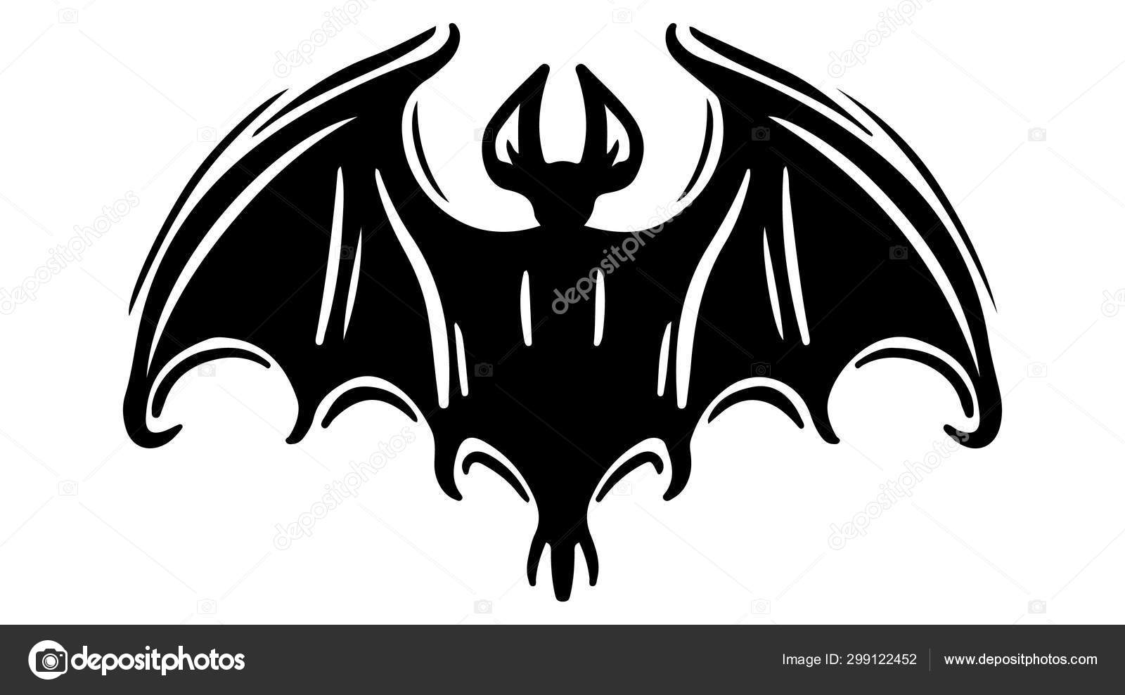 Morcego com asas espalhadas, tema de halloween, morcego-vampiro desenhado à  mão