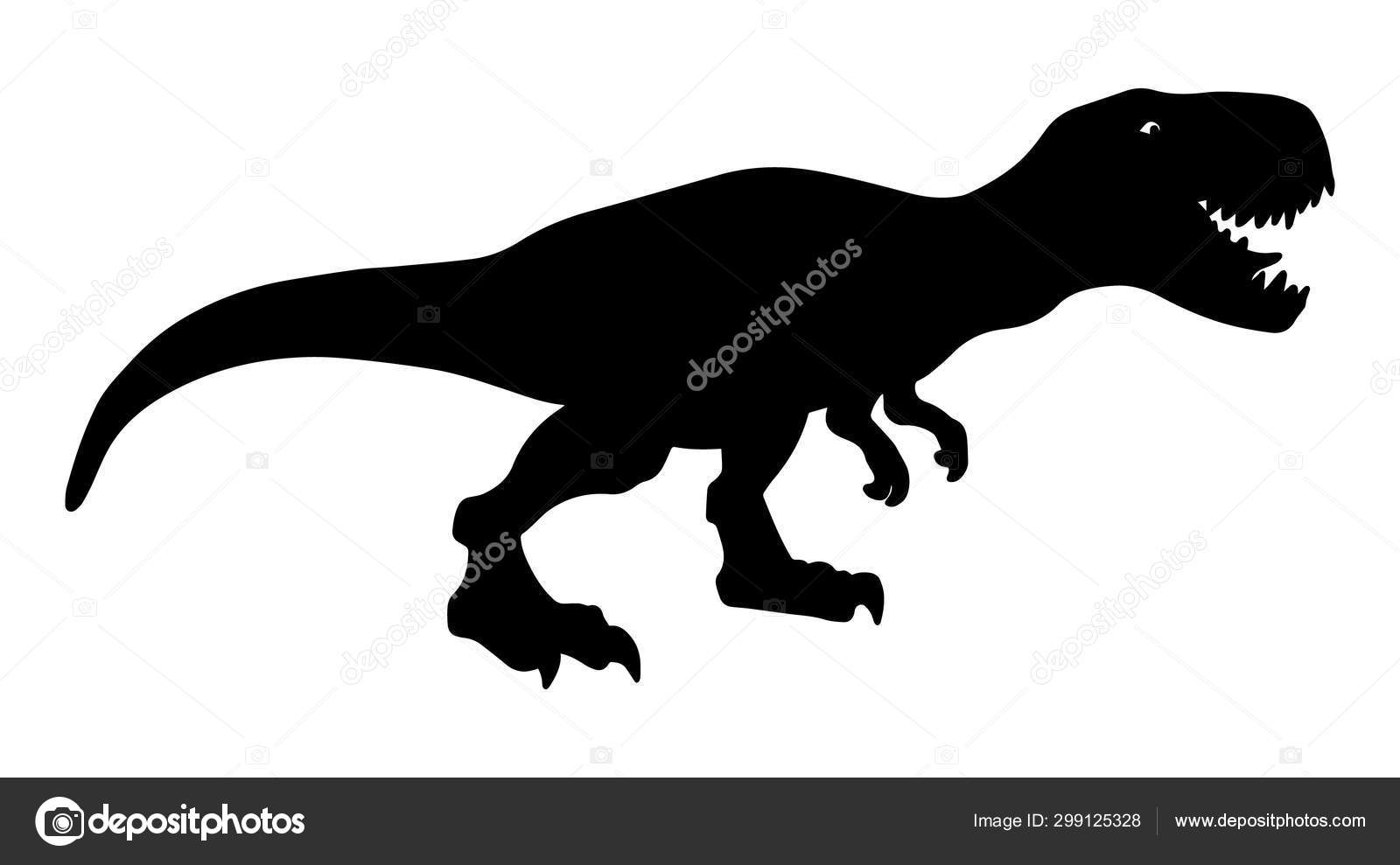 Ilustração da silhueta preto e branco do tyrannosaurus rex trex página para  colorir