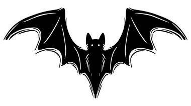 Geniş kanatlı yarasa el çizimi siluet çizimi