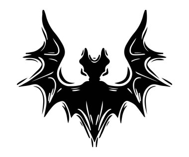 Geniş kanatlı yarasa el çizimi siluet çizimi